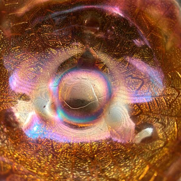 Vtg Lot of 4 Fenton "Leaf Tiers" Bowls Footed Carnival Glass Marigold Berry Bowl - Picture 9 of 9